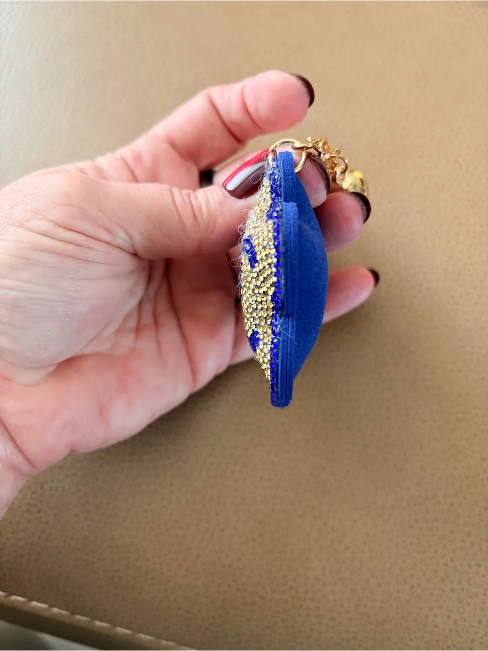 Bling Purple and Gold Crystal Flower Keychain